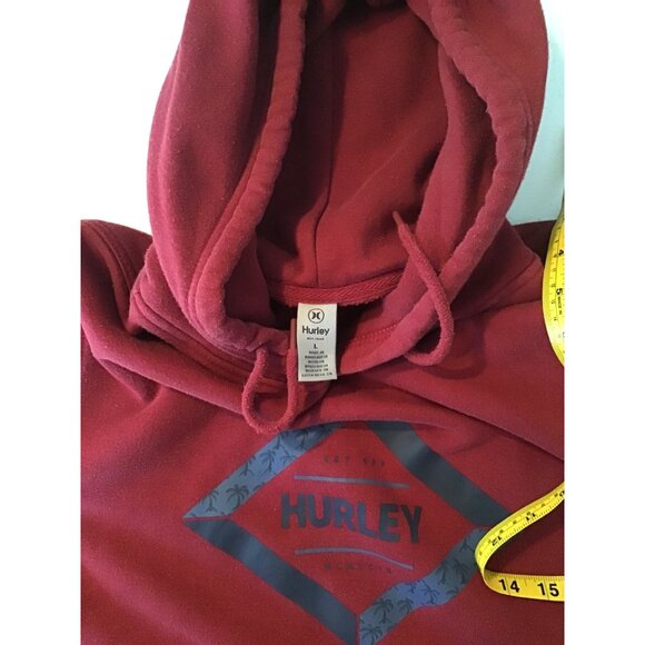 HURLEY-MEN MAROON PULLOVER HOODIE LONG SLEEVE KANGAROO POCKET SWEATSHIRT SIZE L - Picture 3 of 6